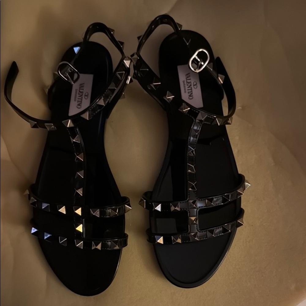 Valentino Black Studded Gladiator Sandals